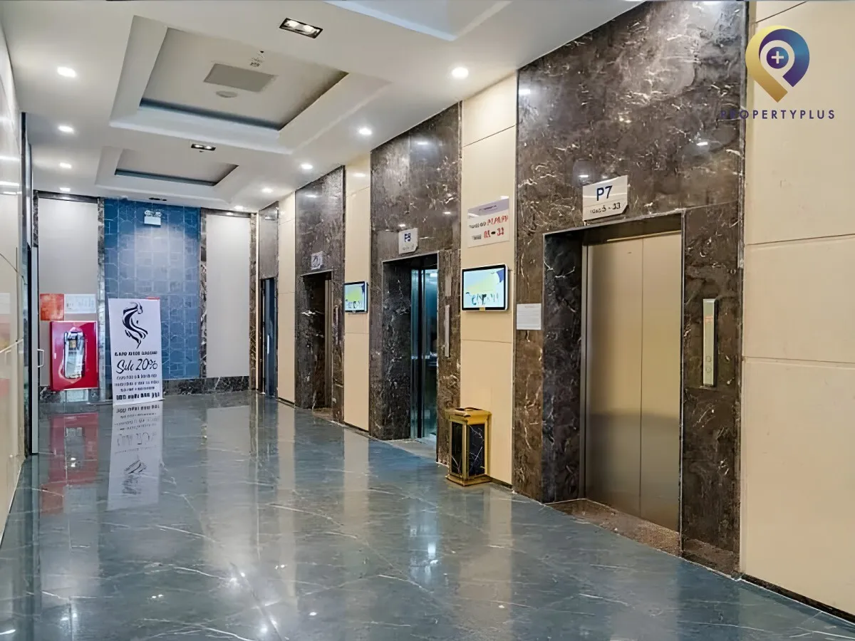 Elevator lobby at HPC-Landmark-105 office building in Hanoi